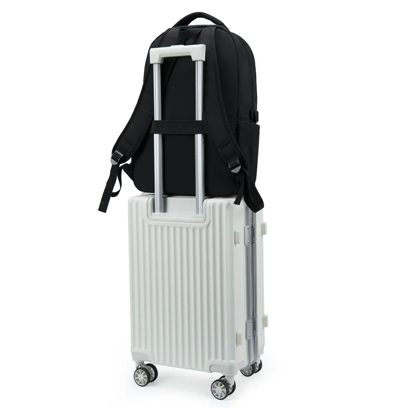 Large capacity black backpack with adjustable shoulder straps and multiple pockets, perfect for hiking and outdoor activities -