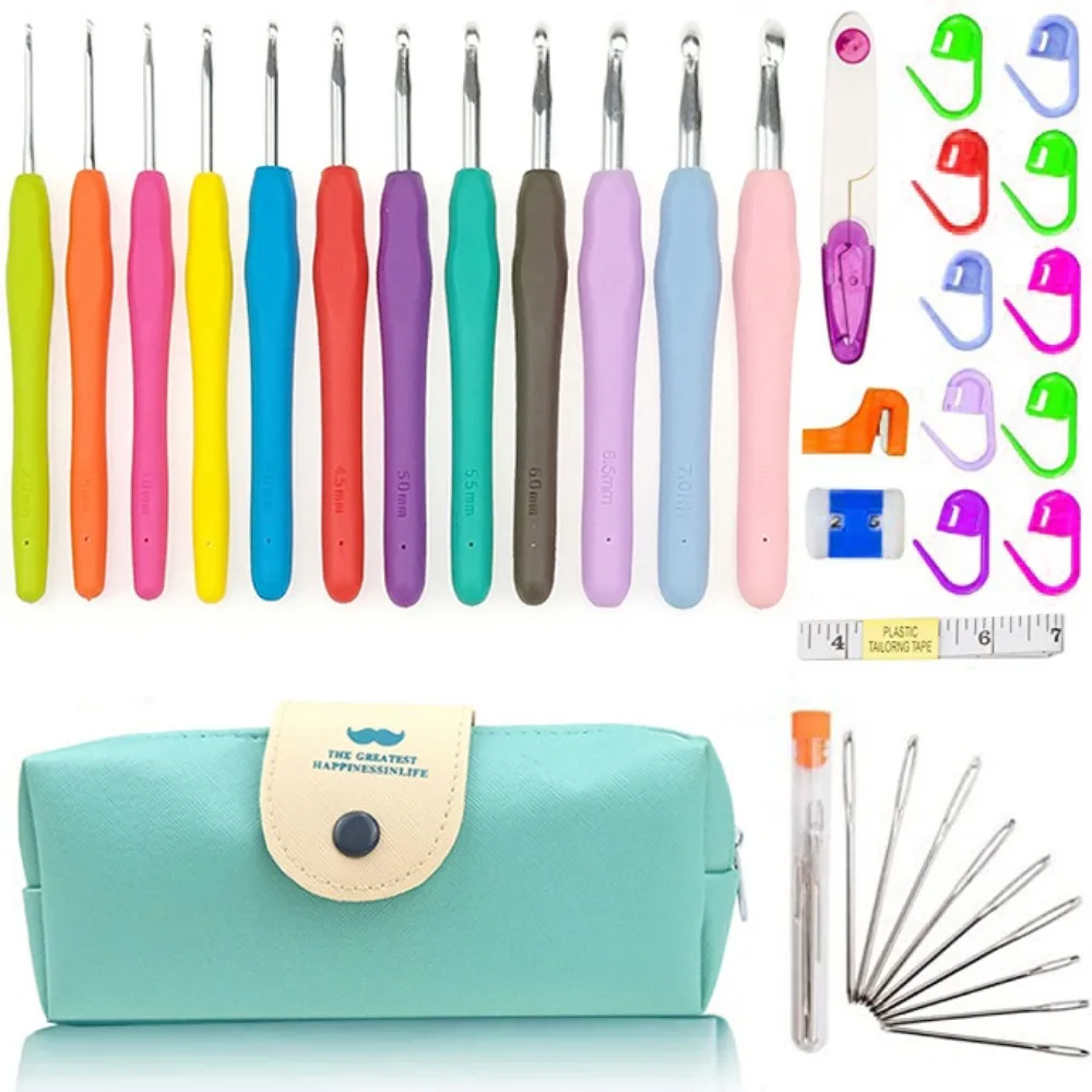 Ergonomic Handles Crochet Hooks Set Soft Handles 5/9/12Size Knitting Needles for Beginners Bolded 2-8mm Crochet Needle Kit 1