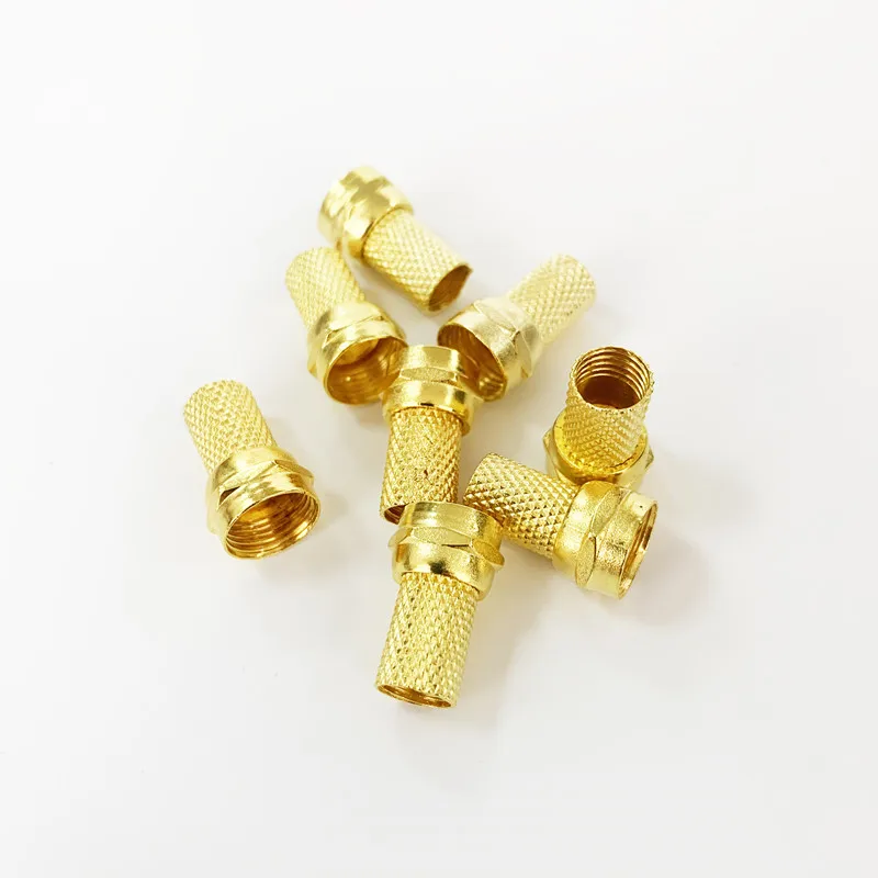 

100pcs/lot 75-5 F Connector Screw On Type For RG60 Satellite TV Antenna Coax Cable Twist-on Diameter mm Gilded Imperial