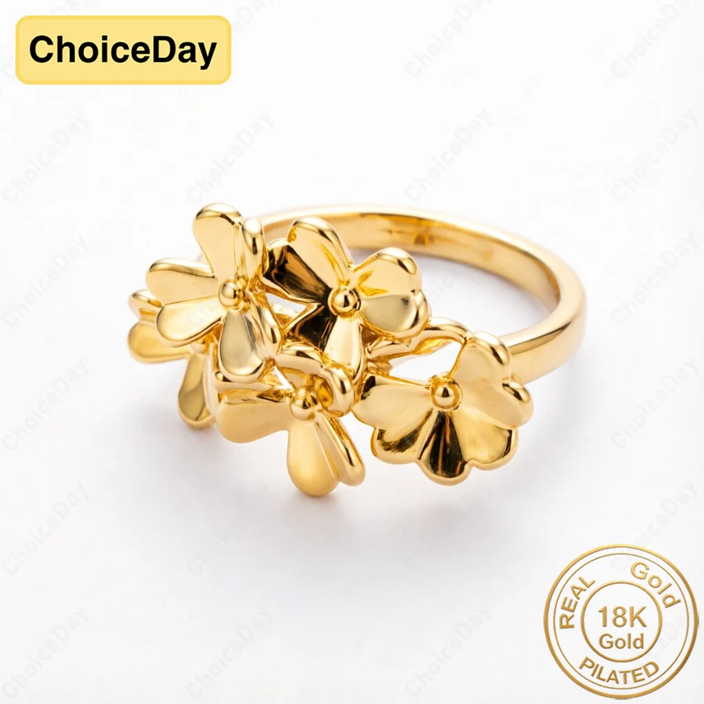 18K Gold Plated Exquisite Flower Ring, Fashionable and Elegant Gift for Women, Wedding Party Jewelry - 2