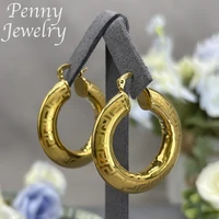 Fashion 18K Gold Plated Hoop Earrings for Women Copper Vintage Circle Earring Party Wedding Gifts Italian African Jewelry Sets