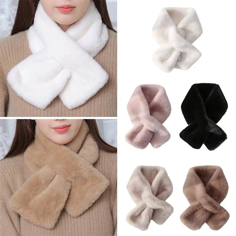 

Winter Women Scarf Korean Faux Rabbit Fur Scarves Soft Plush Scarves Solid Color Neck Collar Warmer Stuff Christma Gift
