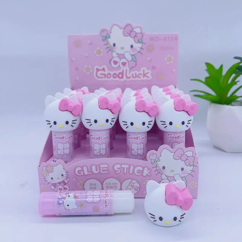 

16pcs Cute Cartoon Sanrio Kuromi Hello Kitty Silicone Doll Solid Adhesive Children Diy Paste Glue Stick Office Stationery