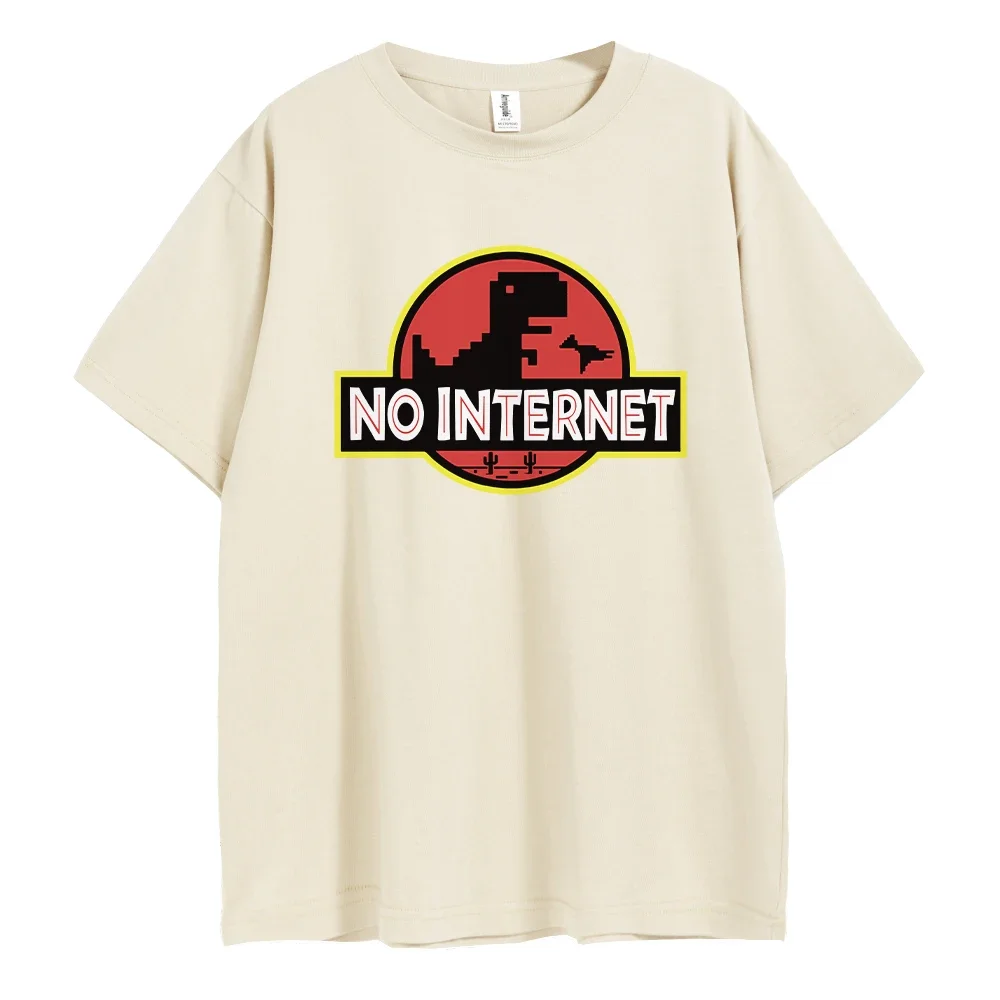 

Men's No Internet Funny Printed T-shirt 100% Cotton Classic Outwear Graphic Tees for Men Women Oversized Summer Shirt Tops