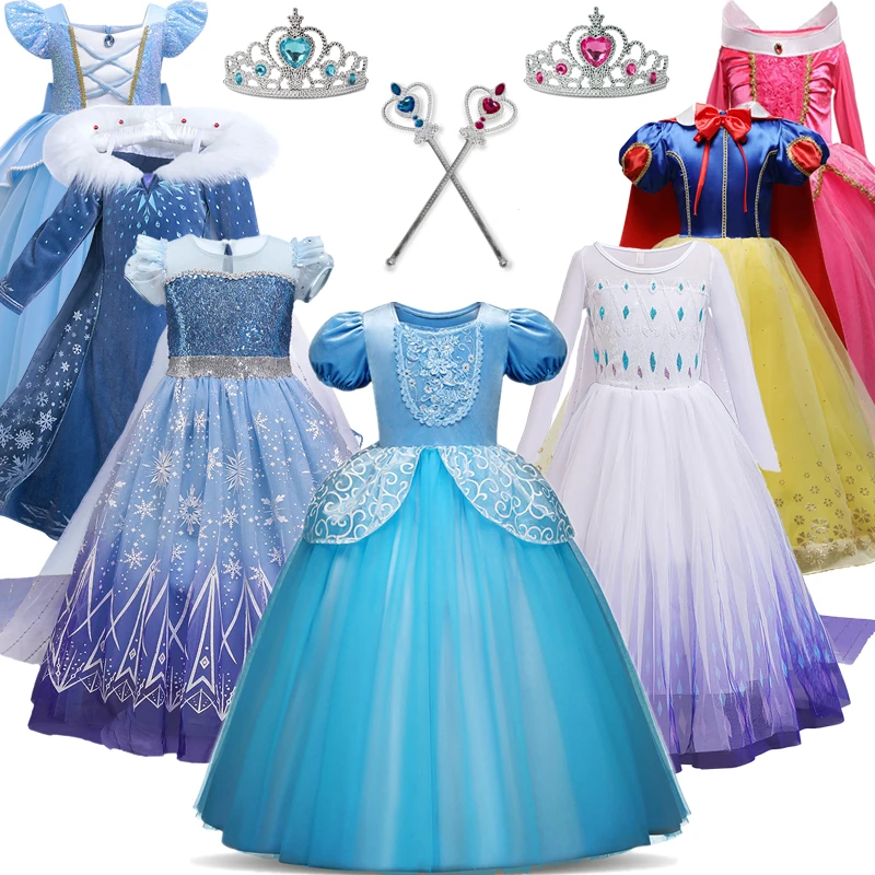 Girls Princess Elsa Costume - Snow Queen Dress With Detachable Cape, For Halloween & Birthday Parties (6x Size) - View #12