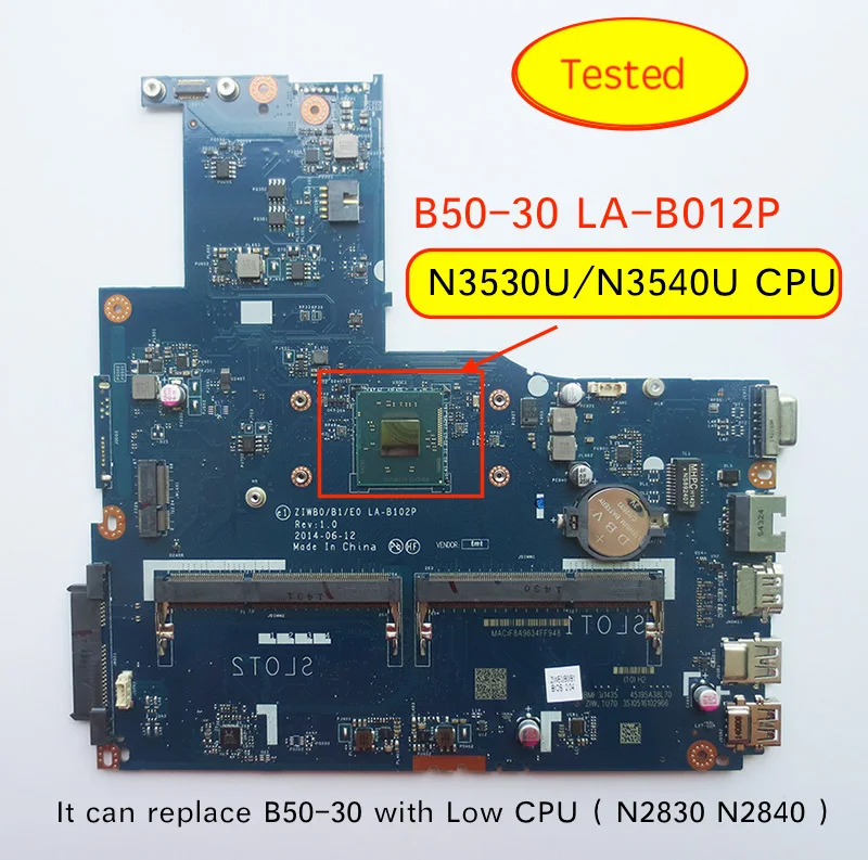 

For Lenovo B50-30 ZIWB0/B1/E0 LA-B102P Laptop pc Motherboard