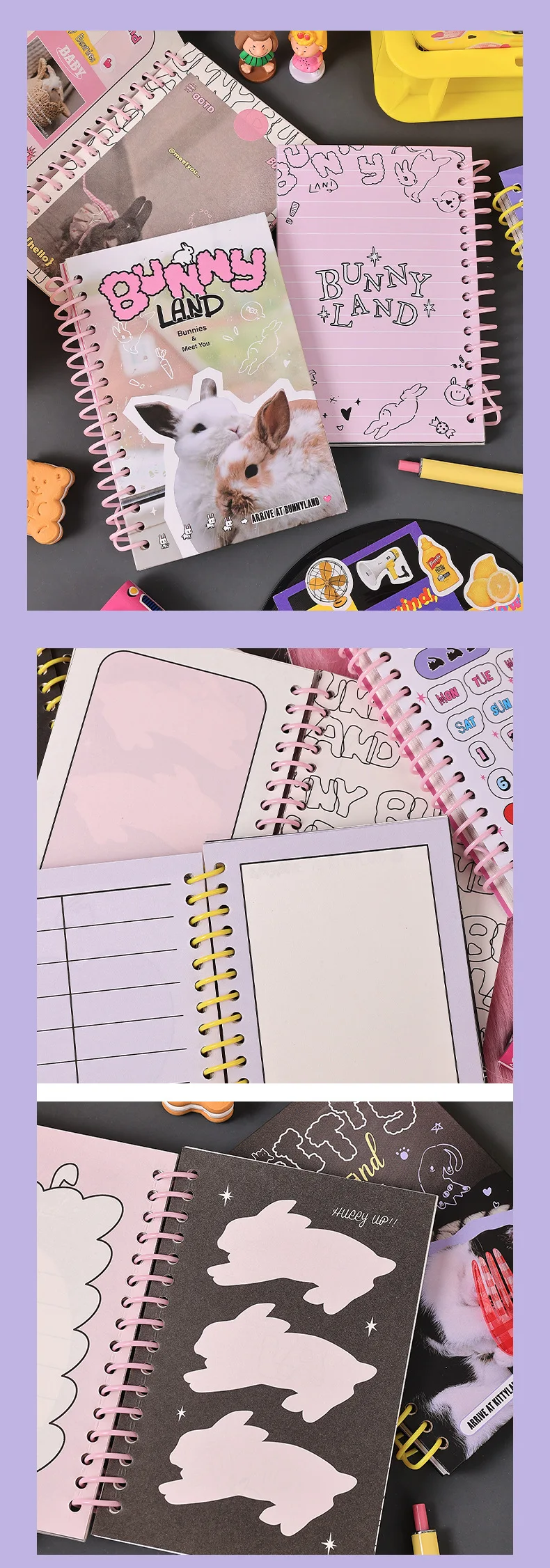 Cute Notebooks Binder for Kids, Kawaii, Cat,