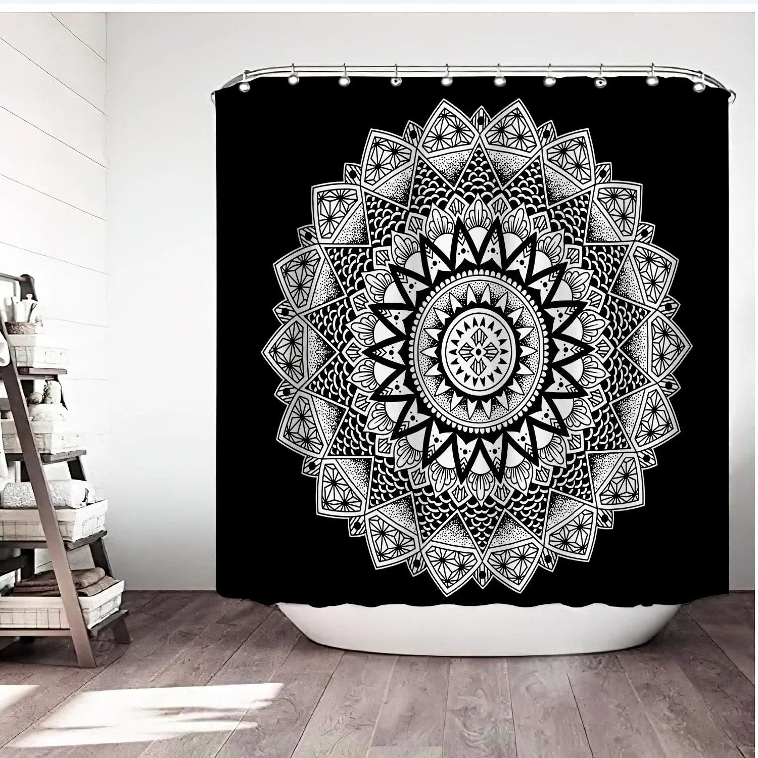 Waterproof Shower Curtain Mandala Flower Printed Bath Curtain Polyester Fabric Geometric Home Bath Decor Curtains With 12 Hooks 4