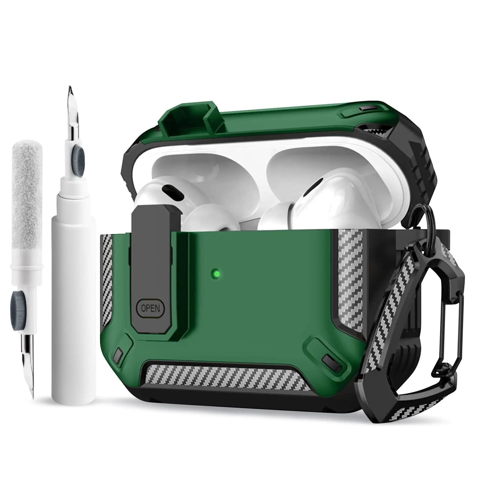 Secure Lock Protective AirPods Case with Cleaning Kit & Keychain