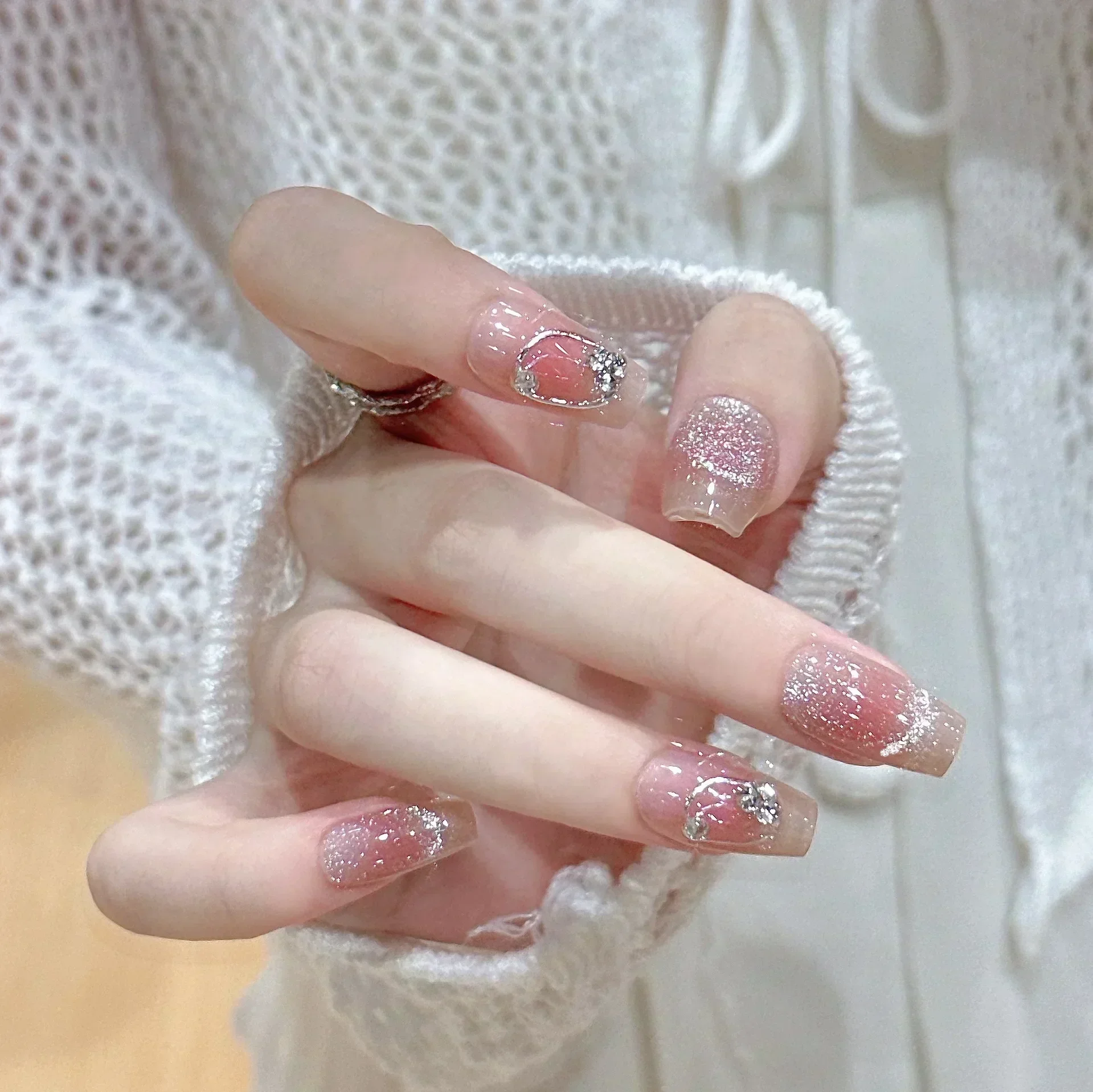 Ballerina Long Square Nail Tips False Nails Wearable Fake Nails Butterfly Camellia Flower Pearl Design Press on 24Pcs fake nails false nails nail tips false nail tips