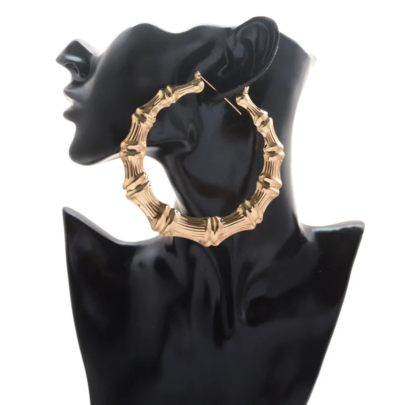 

Ladies Fashion Bamboo Heart Hoop Earrings 2022 New Trendy Gold Hoop Big Drop Earrings Jewelry