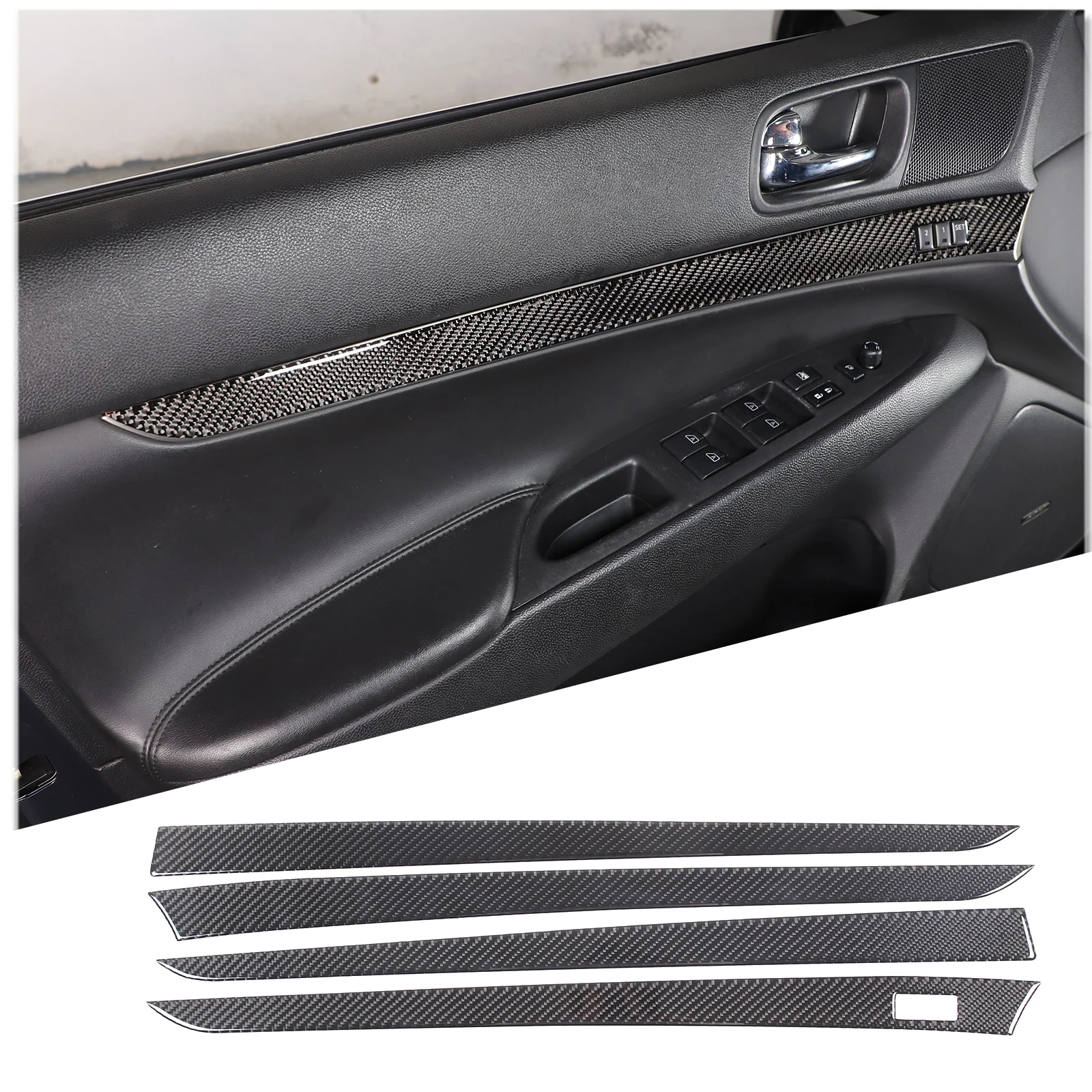 

Soft Carbon Fiber Car Inner Door Trim Strip Panel Trim Stickers For 2007-2013 Infiniti G25 G35 G37 Car Accessories