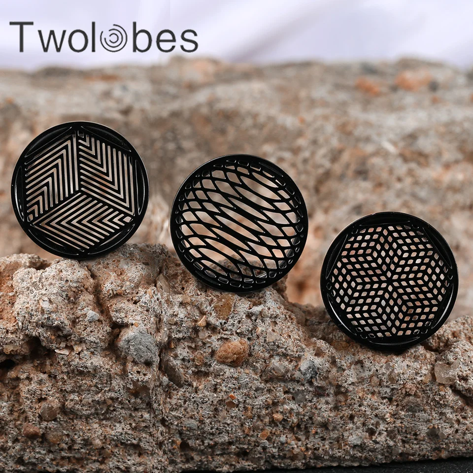 Tunnels D'oreille Creux Bicolores - Style Punk - Acier Titane - Pour Lobes étirés (jauges) - 2 Pièces
