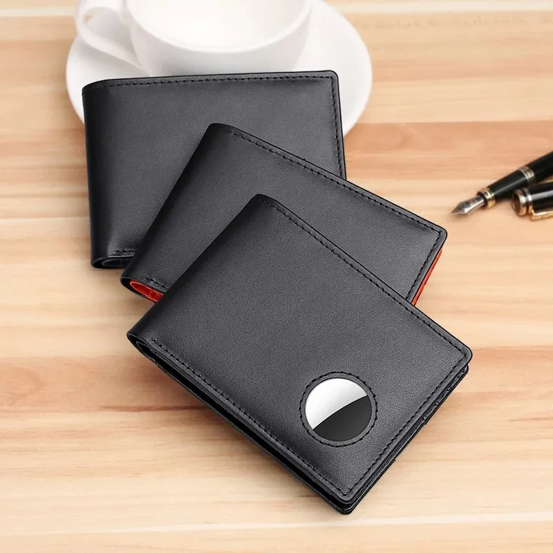 Genuine Leather RFID Slim Bifold Wallet with Airtag Holder