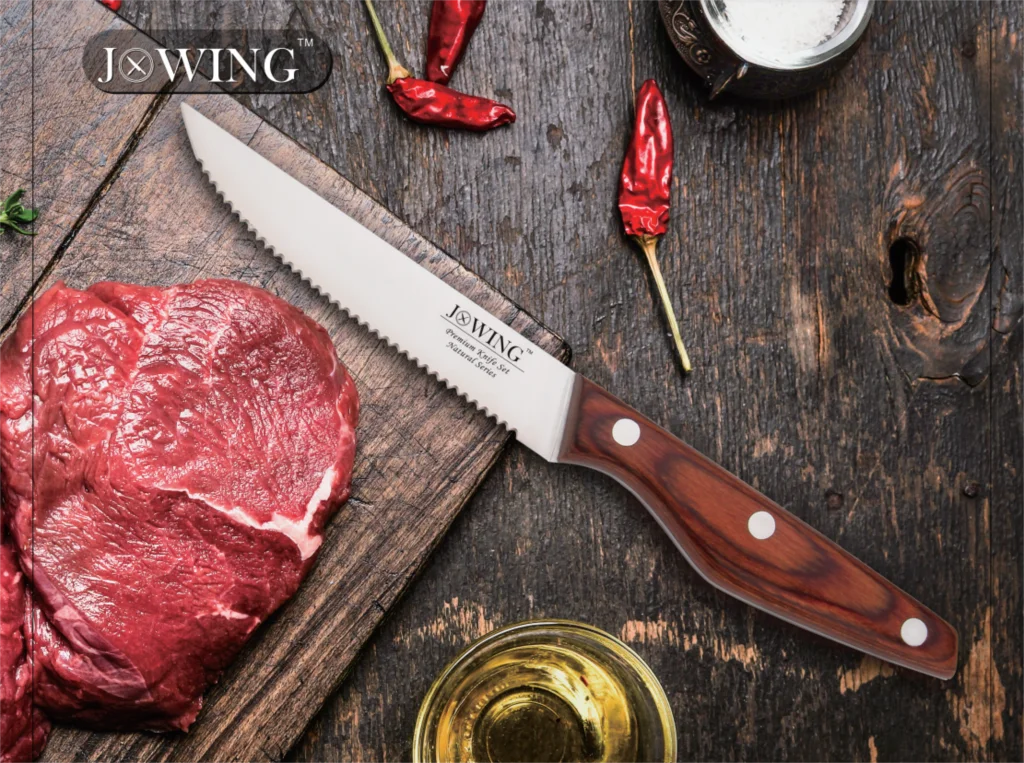 

Steak Knife Set German Stainless Steel Pakka Wood Handle Sharp Blade Chef Cutting Tools Beautiful Gift Box Dinner Knives