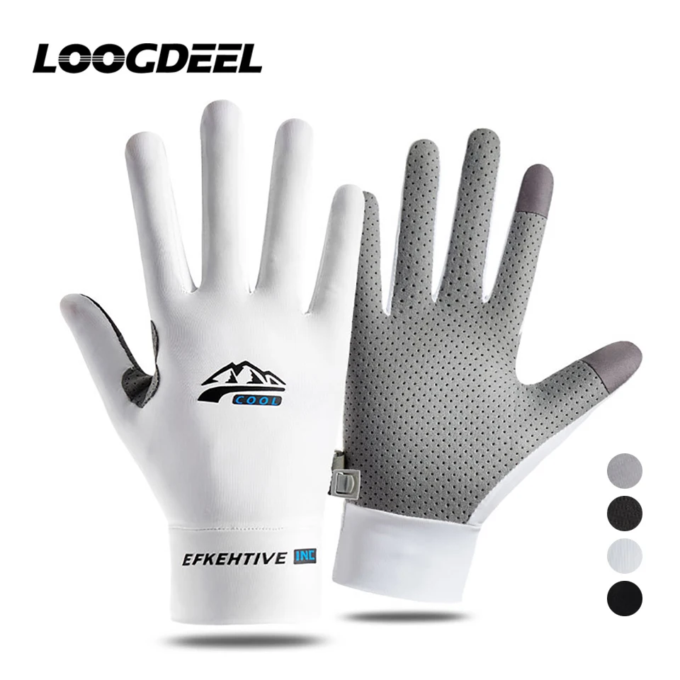 Loggdeel-낚시 자외선 차단 장갑 유니섹스, 미끄럼 방지, 통기성, 자외선 차단 장갑, 아이스 실크, 스포츠, 사이클링, 러닝, 낚시 장갑