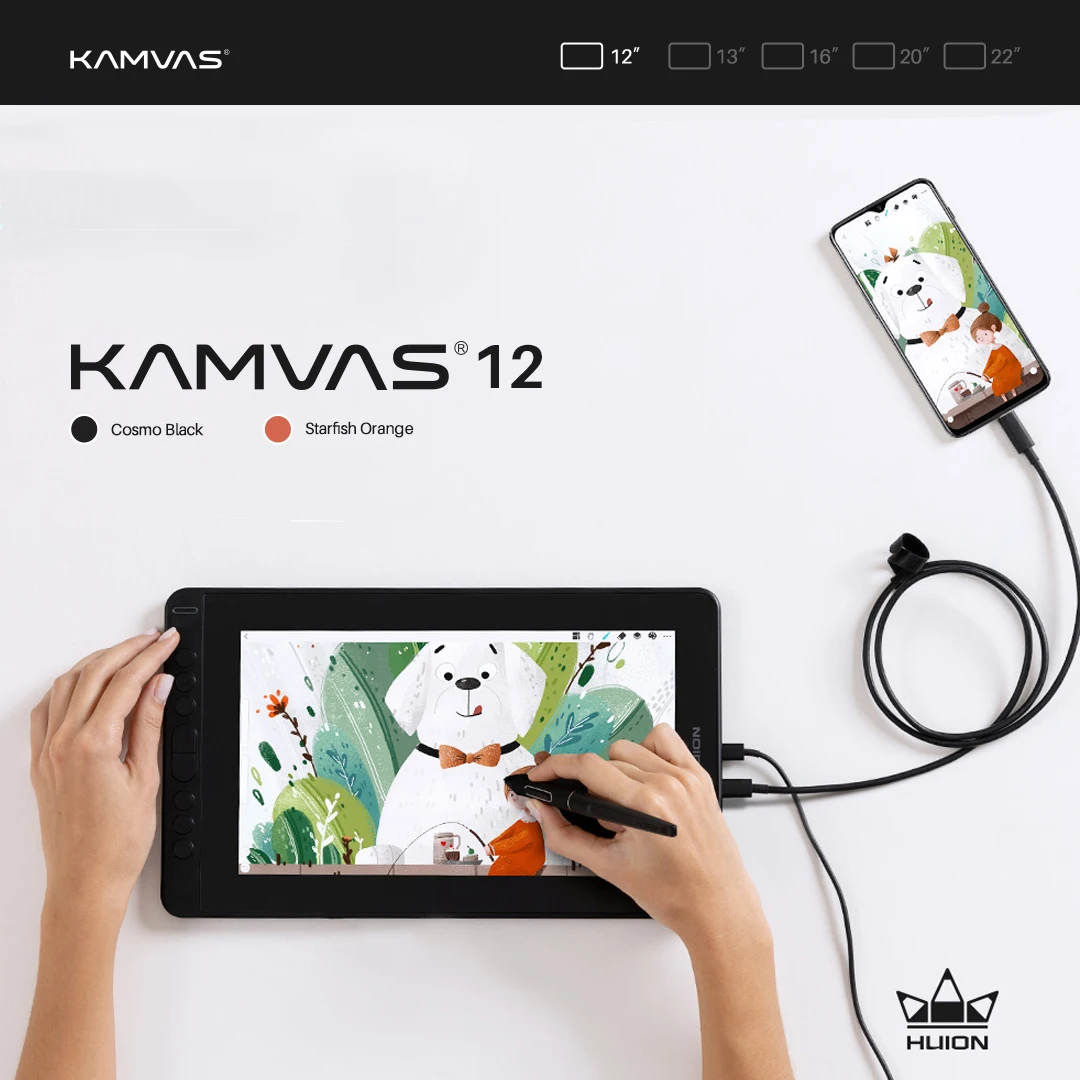 Tablette Graphique Huion Kamvas Pro 12 avec Ecran monitor tactile 12 Pouces