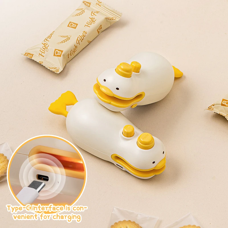미니 카툰 백 실러, 식품 포장용 밀봉 및 절단기, USB 충전, 마그네틱 식품 실러 클립, 2 in 1