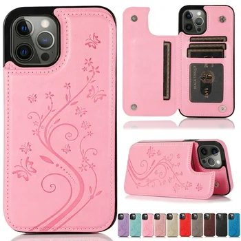 Wallet Butterfly Embossing Slot Magnetic Flip Leather Case For iPhone 16e 16 Pro Max 15 14 13 12 11 SE 2 X XR XS 8 7 Plus Cover 1