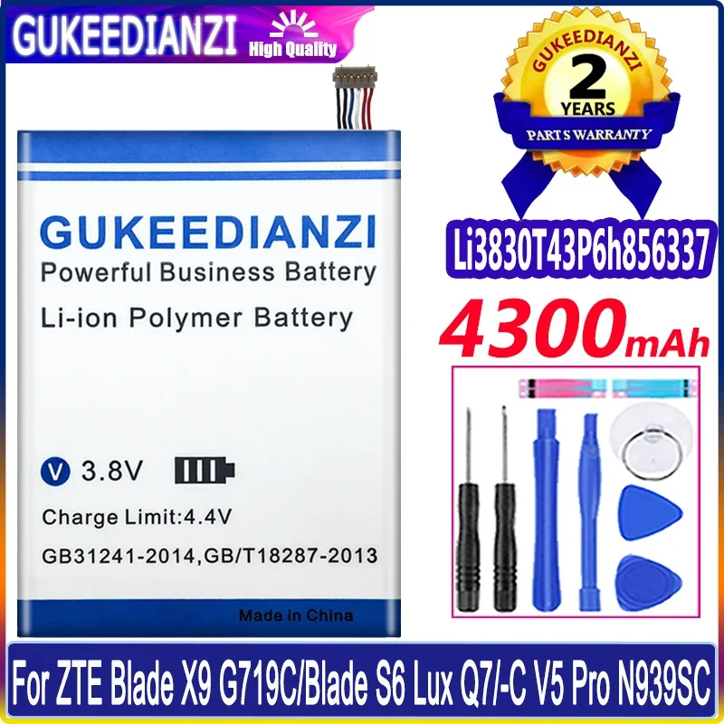 

New Li3830T43P6h856337 Battery For ZTE V5 Pro Nubia N1 Lite NX597J N939ST N939SC N939SD Blade S6 X9 V580 A711 Lux Q7/-C G719C