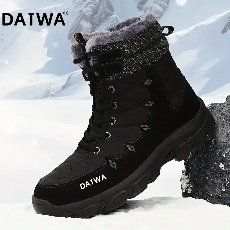 Datwa 남성용 스노우 부츠, 하이 퀄리티 따뜻한 플러시 방수 부츠, 낚시, 야외 낚시, 하이탑, 빅 사이즈 신발, 겨울 신상