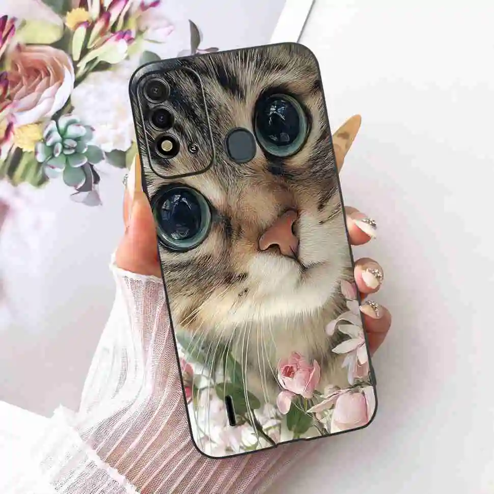 Colorful Cartoon Design Soft TPU Shockproof Black Phone Case Bumper Cover