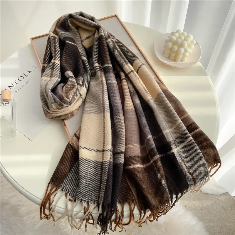 Thick Warm Winter Scarf Design Print Women Cashmere Pashmina Shawl Lady Wrap Tassel Scarves Knitted Men Foulard Blanket 2024 luxury brand ink painting floral tassel viscose shawl scarf lady high quality pashmina hijab and wraps foulard muslim sjaal