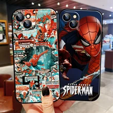 

Avengers Spiderman For Apple iPhone 13 12 11 Pro Mini X XR XS Max SE 5 6 6S 7 8 Plus Phone Case Coque Black Liquid Silicon