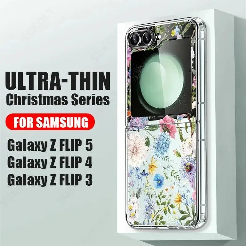 Flower Pattern Shockproof Transparent Folding Phone Case