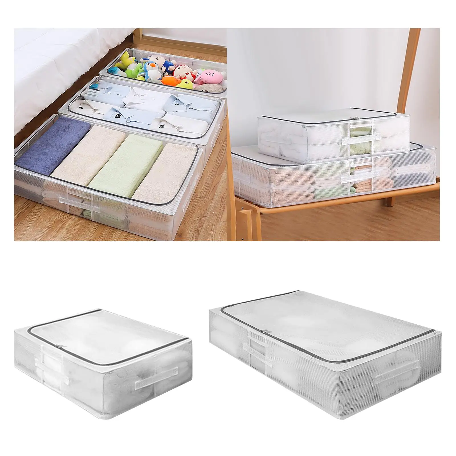Foldable Under Bed Storage Bags Organizer Bins with Zipper Container