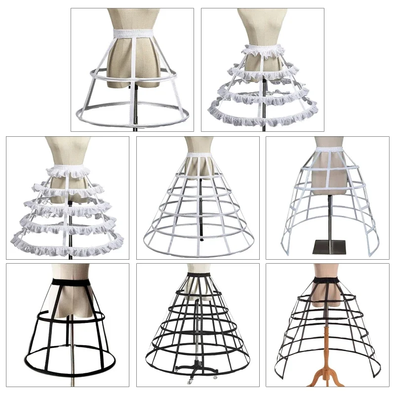 Crinoline Underskirt Petticoat Cage 2/3/4/5 Hoops for Women Girls Bridal Dress Vintage Ball Gown Short Long Hoop Skirt petticoat skirt petticoat underskirt wedding underskirt lolita petticoat flower girl underskirt wedding petticoat vintage underskirt