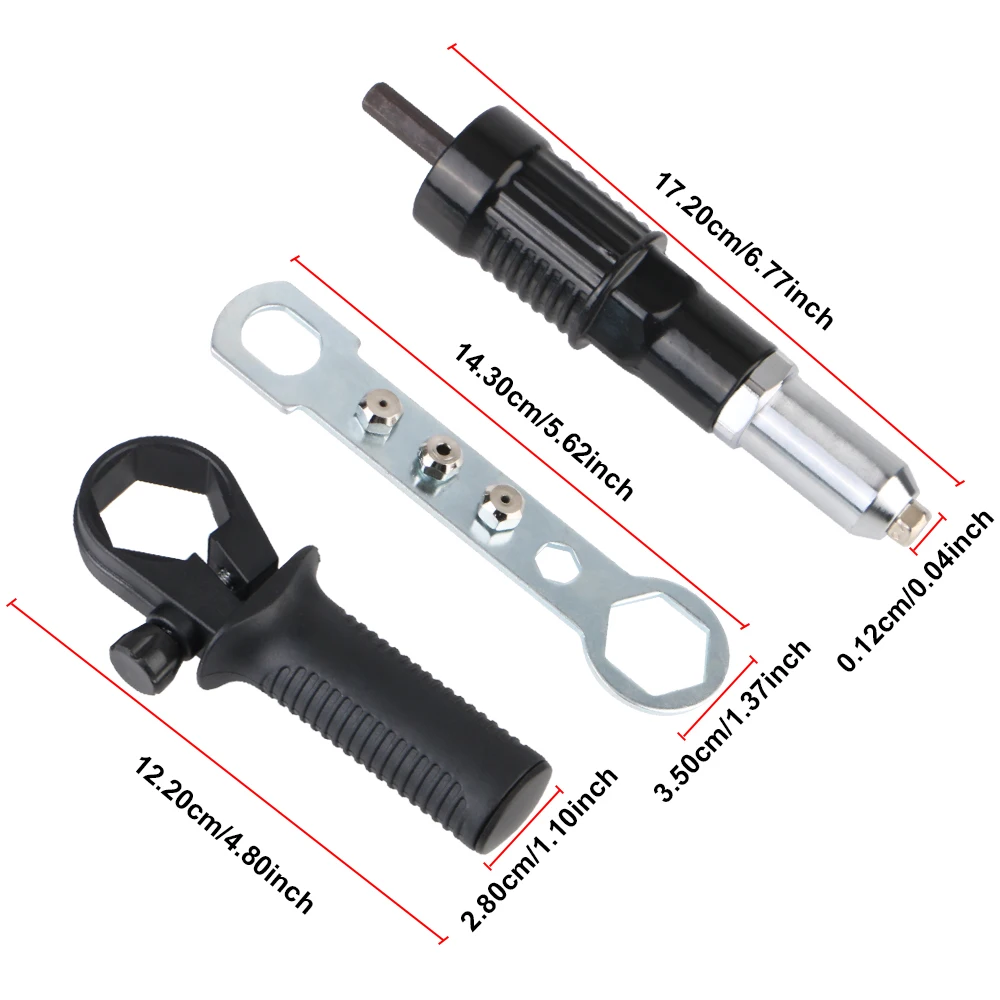 Riveting Nut Gun Adapter Universal With Replaceable Nut Bit Nail Set 2.4mm-4.8mm 3pcs/set Electric Rivet Gun Connector rivet gun rivet gun set rivet gun part