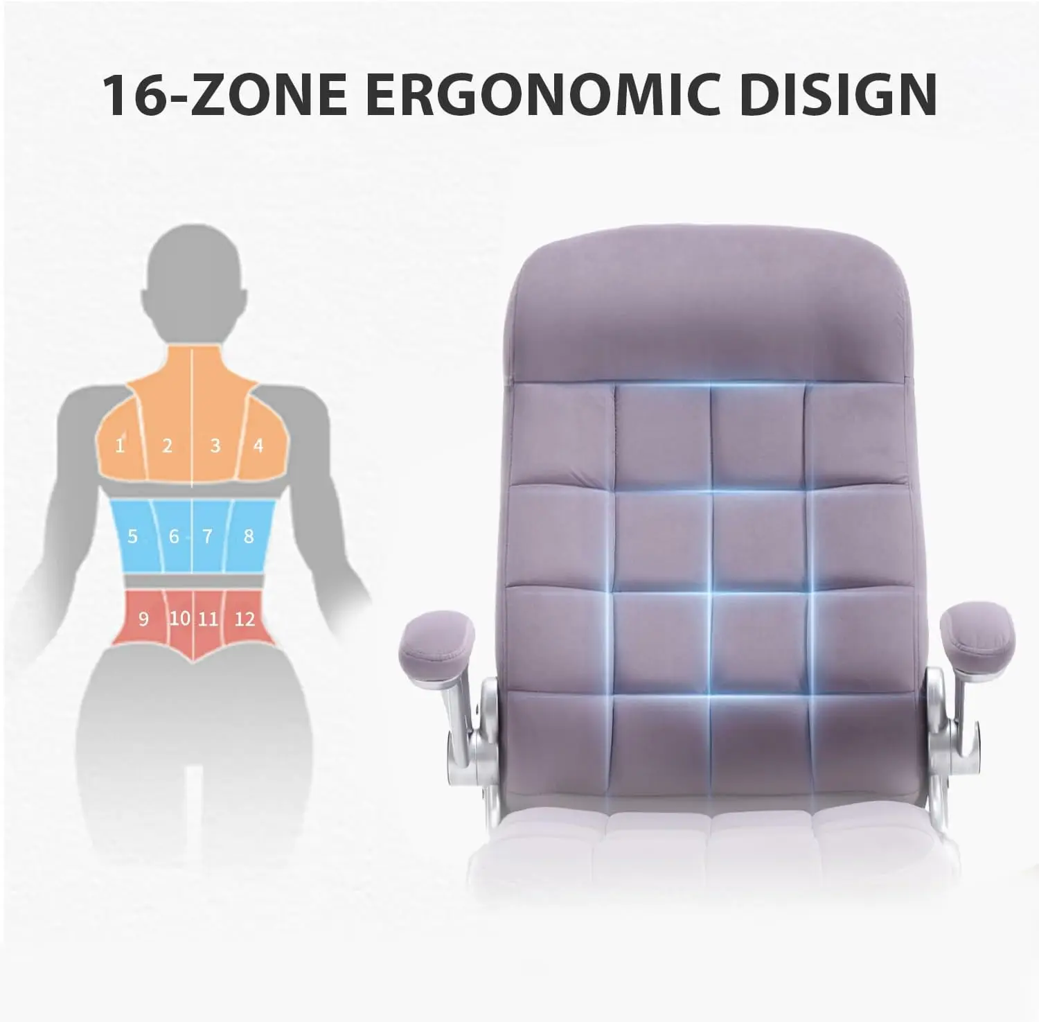 High Back Fabric Office Chair Purple, Velvet Executive Desk Chair With Flip-Up Arms, Ergonomic Office Chairs With Lumbar 5