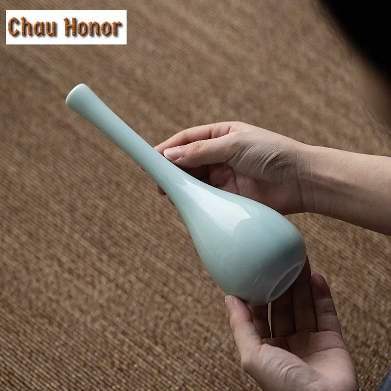 Hutian Kiln Shadow Jade Net Vase Flower Arrangement Household Kung Fu Tea Set Decoration Ceramic Zen Small Vase Guanyin Bottle