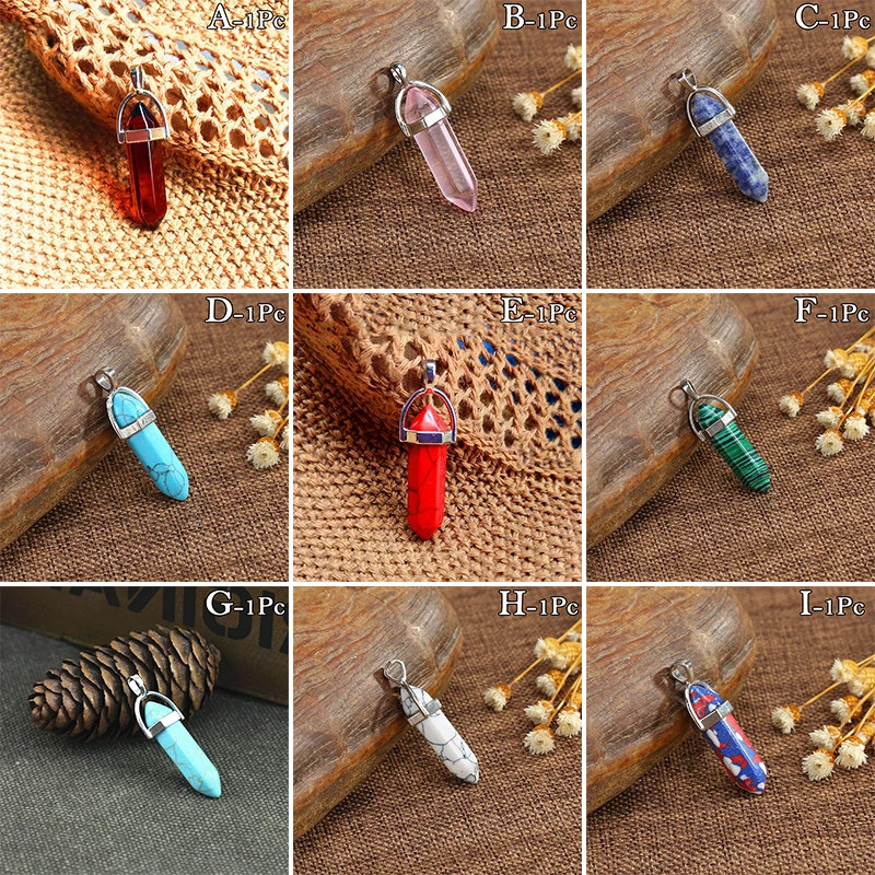 Natural Stone Pendants For DIY Necklace Jewelry Making Findings Crystal Stone Quartz Pendant Charms Handmade Hair Accessories