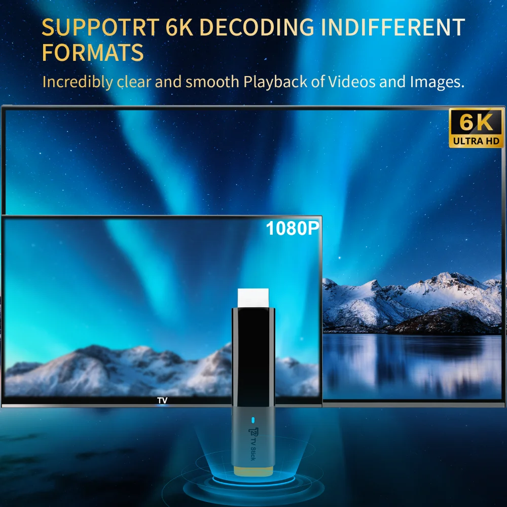 Global Smart Android Tv Stick T2Mini Android 10 Allwinner H616 Quad Core Dual Band WiFi Support 6K HD Video Receiver Set Top Box tv box smart tv box tv stick