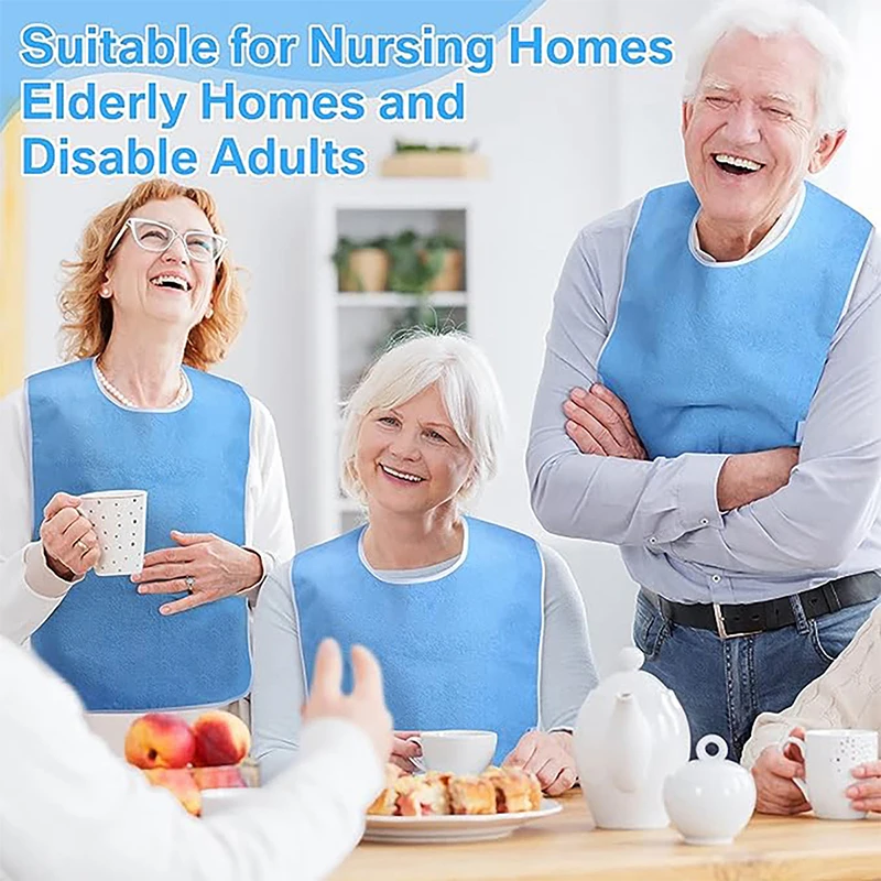 Premium Adult Bibs Unisex Adult Bibs Washable Eating Cloth Reusable Large Bibs for Women Men Elderly Seniors Clothing Protectors - 6