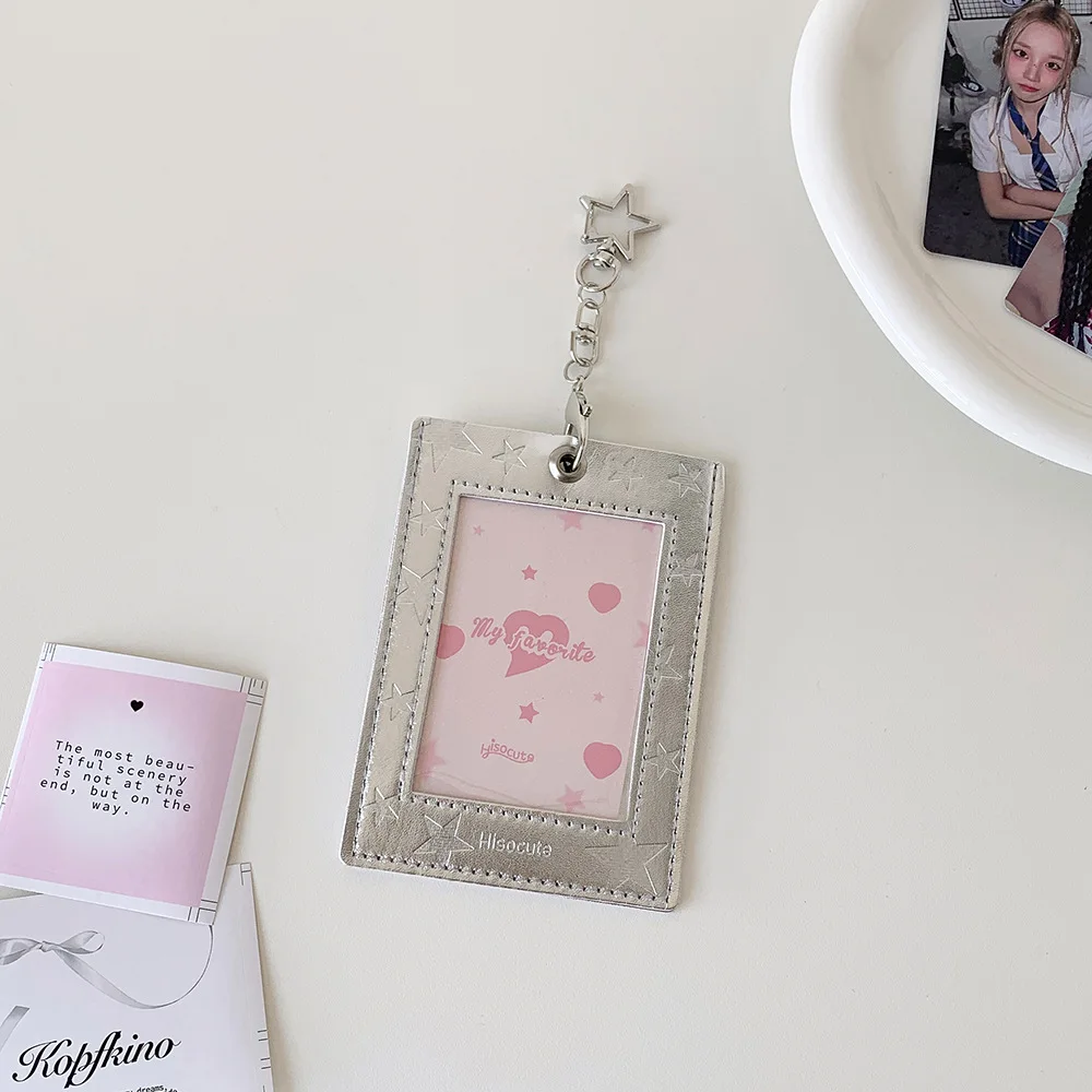 INS Mode Koreanische Silber Sterne Karte Halter Nette Mädchen Idol 3-zoll Foto Lagerung Album Student Rucksack Anhänger Karte Clip geschenke – Detail 11