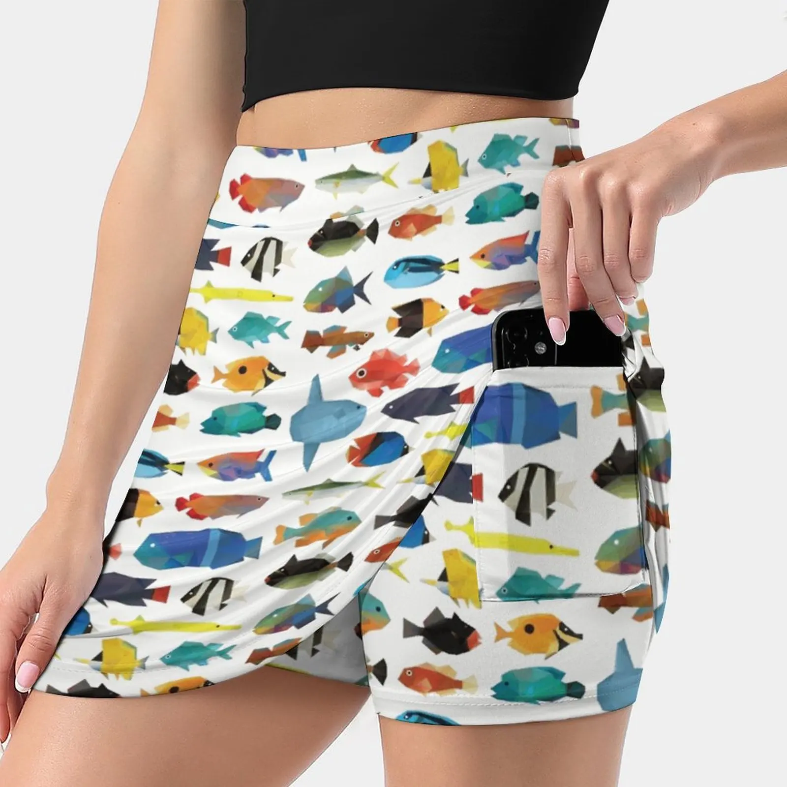 

Tropical Fish Chart Skirts Woman Fashion 2022 Pant Skirt Mini Skirts Office Short Skirt Clownfish Arowana Fish Aquarium Sea