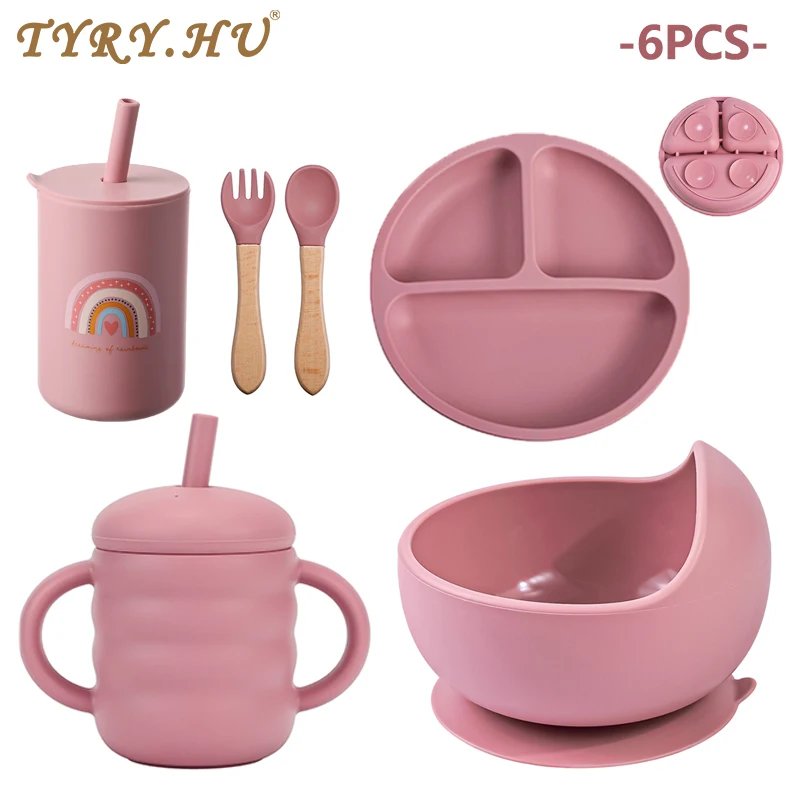 Silicone Dining Plate Silicone Meal Set Silicone Feeding Set Baby Tableware Set Silicone Feeding Bowl Children Feeding Tray TYRY.HU Baby Soft Silicone Dininer Plate Solid Cute Cartoon Children Dishes Suction Toddle Training Tableware Kids Feeding Bowls