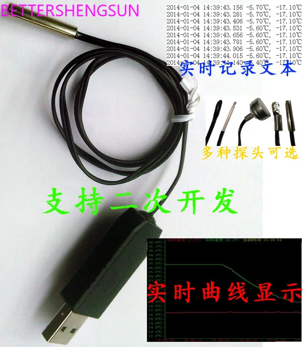 

USB waterproof temperature sensor acquisition module, high-precision thermometer, driver free support for secondary development