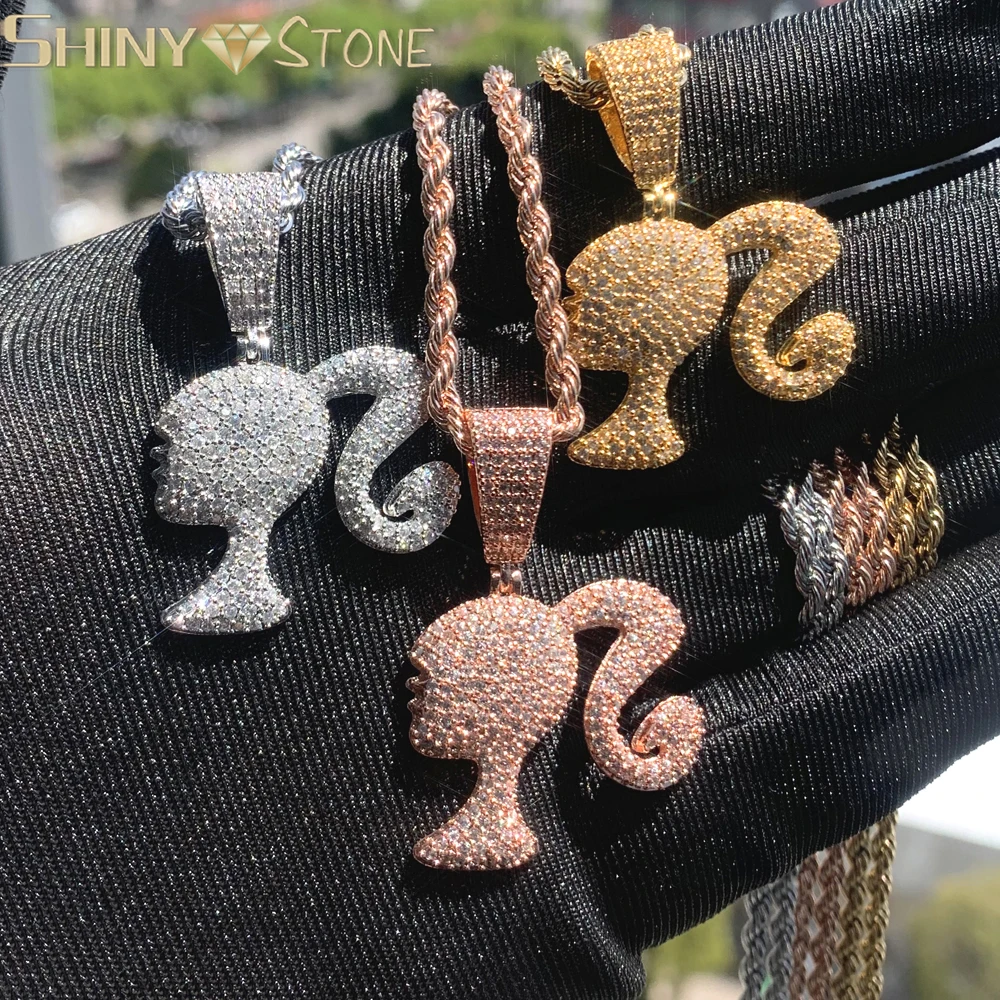 

2024 Trendy Sexy Lady CZ Pendant Full Micro Pave Cubic Zirconia Iced Out Girl Necklace Charm Fashion Hip Hop Boy Men Jewelry