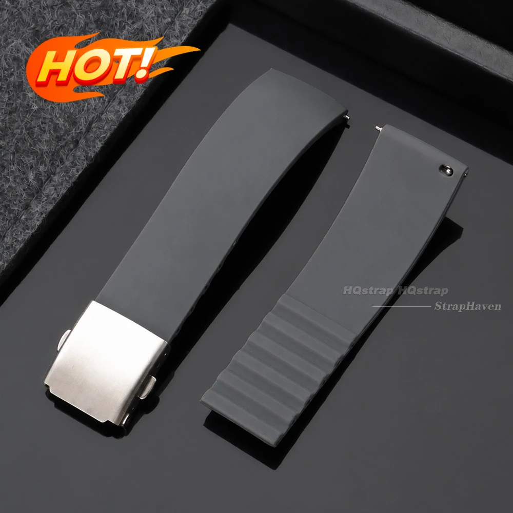 Premium Waterproof Silicone Watch Strap with Quick Release and Folding Clasp