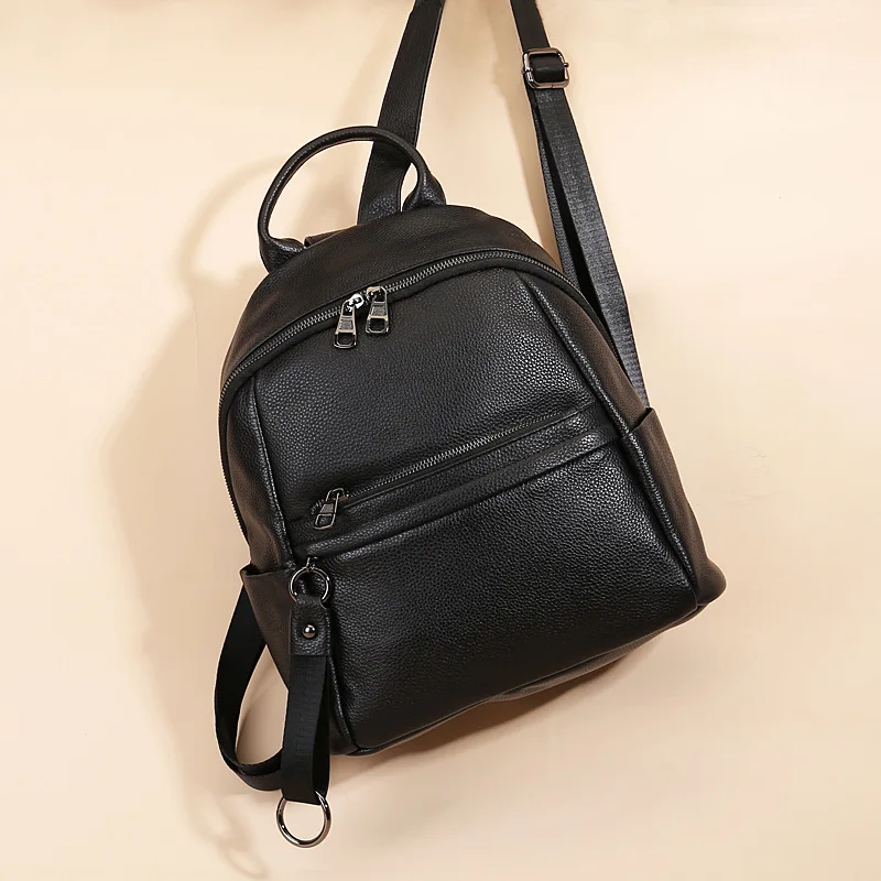 

Nesitu New A4 Highend Black Top Grain Genuine Leather Women Backpack Cowhide Female Girl Lady Travel Bag M8061