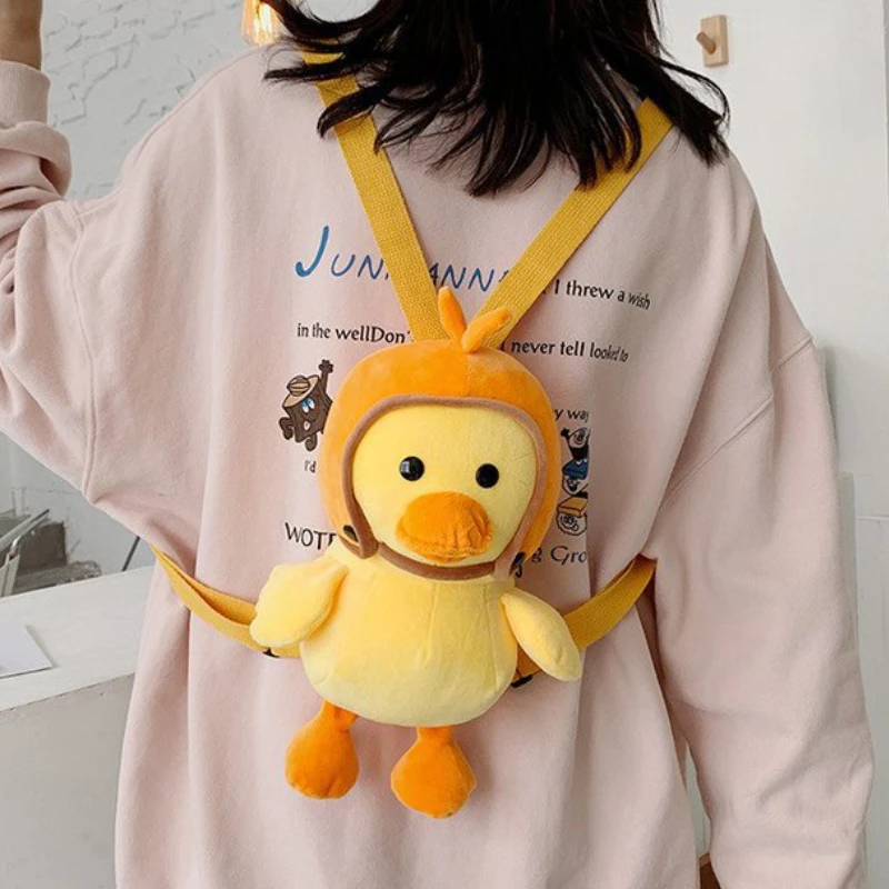 Cartoon Plush Toy Girl Boy Backpack Little Yellow Duck Cute Baby Bags Children Backpack In Kindergarten