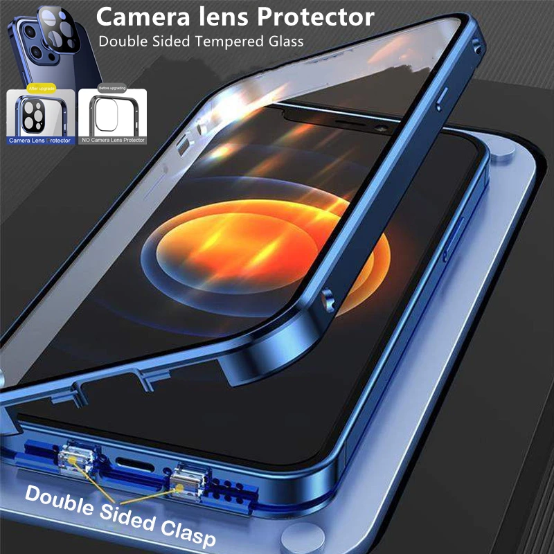 360°Double-sided Glass Cover for IPhone 13 12 11 Pro 13mini 12mini  Fall Prevention Lens Protection Case Snap on Case iphone 12 phone mini case