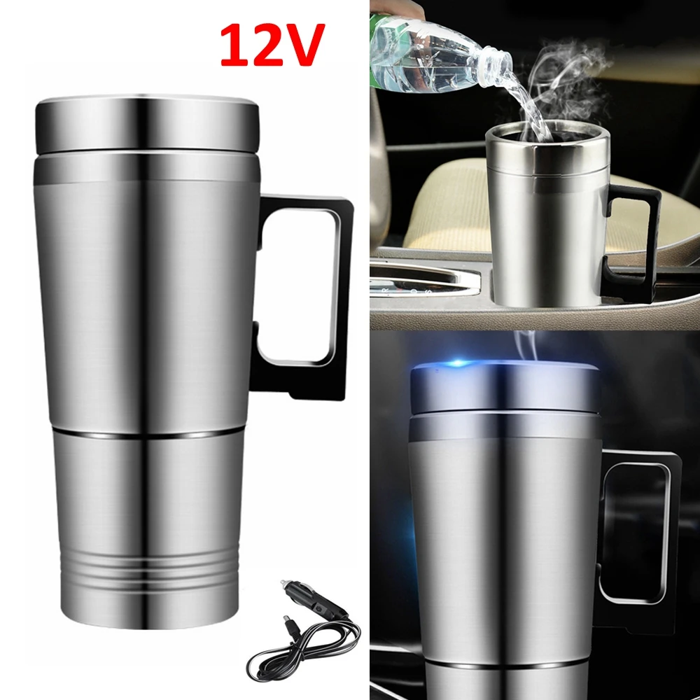 Taza portátil para coche, hervidor eléctrico de 12v/300ml, calentador térmico, taza de café eléctrica, termo, taza calentadora USB Original|Termos y botellas al vacío| - AliExpress