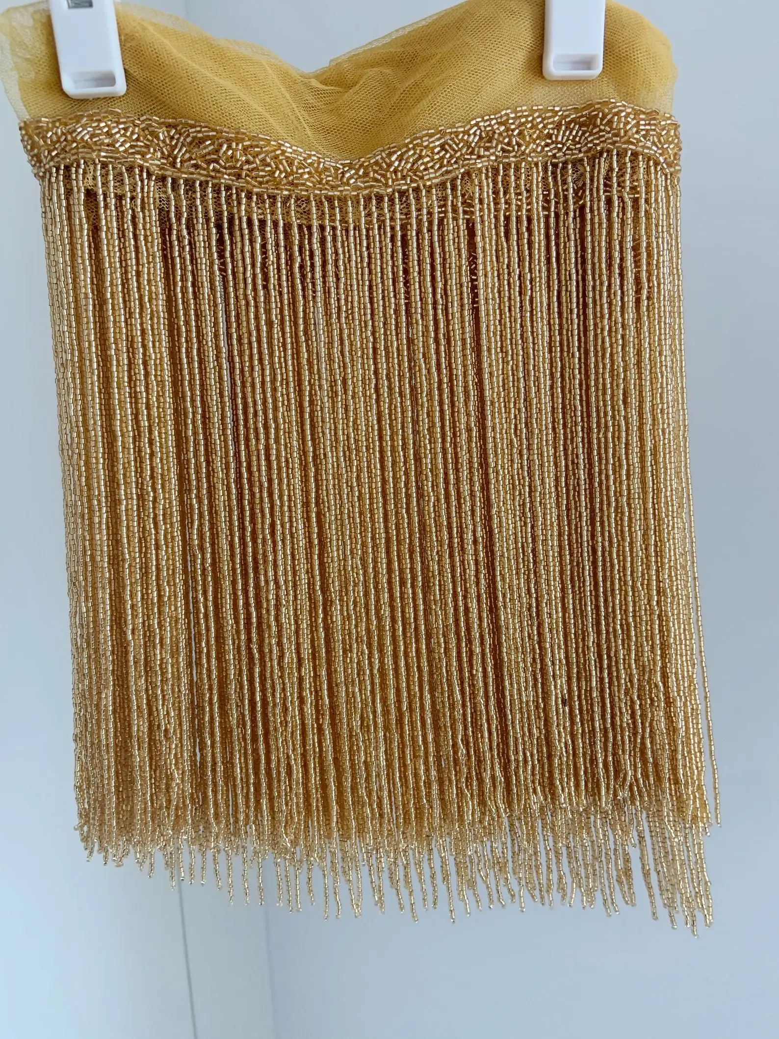 2 Yard Gold Tassel Trim Beaded Fringe Trim Indian Bead Lace Dupatta Border Crafting Bag Dress Glass Bead 25 Cm Wide