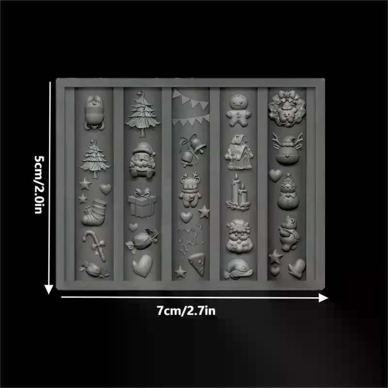 Christmas 3D Silicone Nail Molds - Snowman Tree Elk Gingerbread Man, DIY Manicure Decorations for Salon Home Nail Art Design