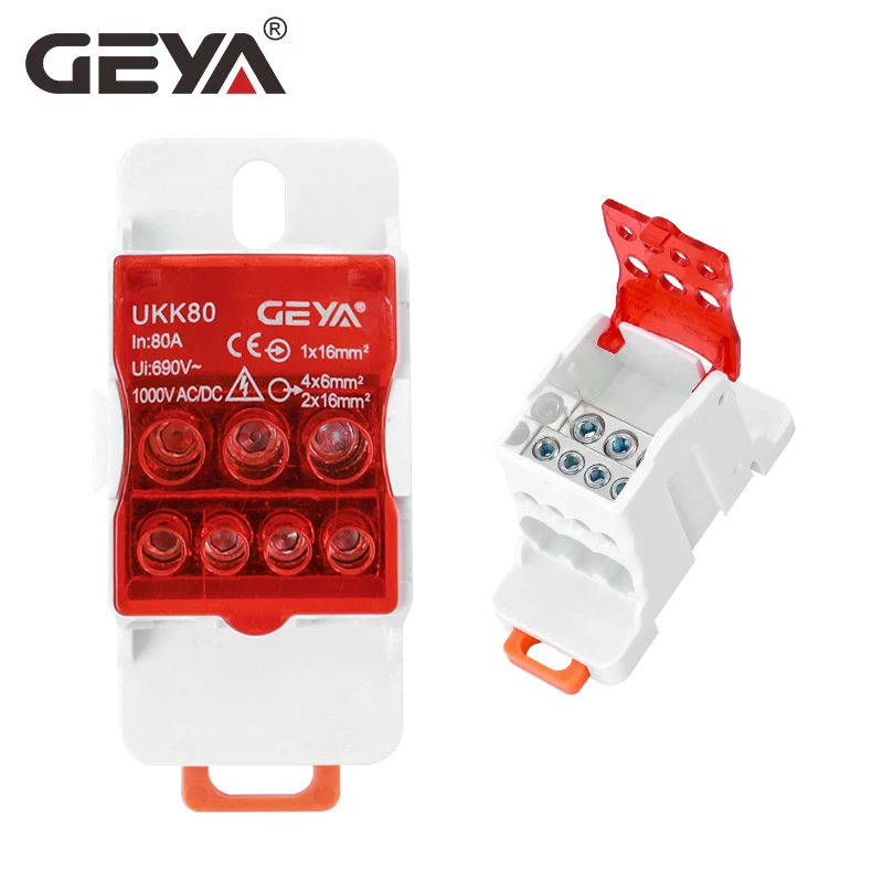 Single Stage Splitter Box GEYA UKK-80A Single-Stage Splitter Box Wire Connector High-Current Household Into A Multi-Outlet Terminal Block